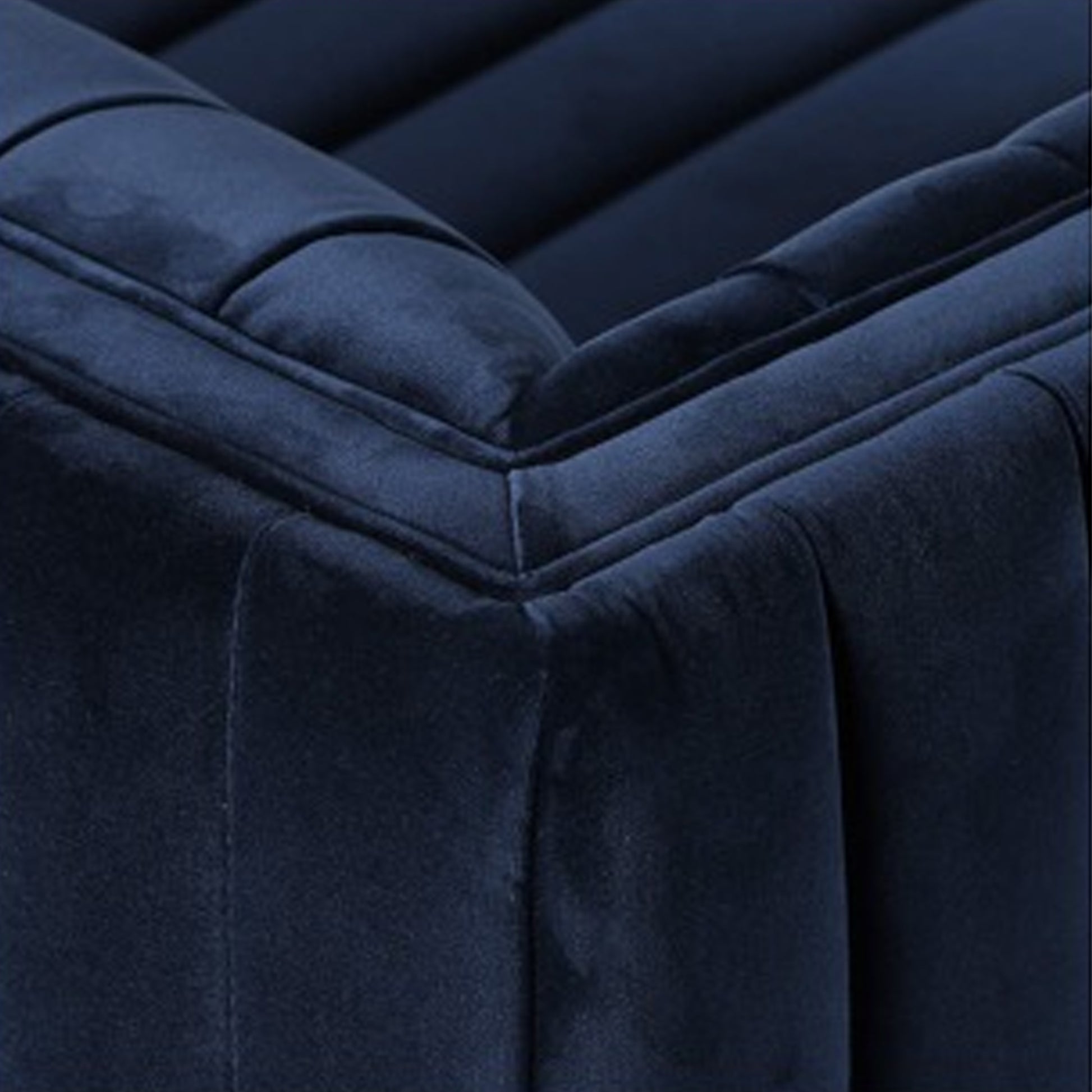 Chanel 3 Seater Navy Blue Velvet Tufted Sofa - Cotton Home