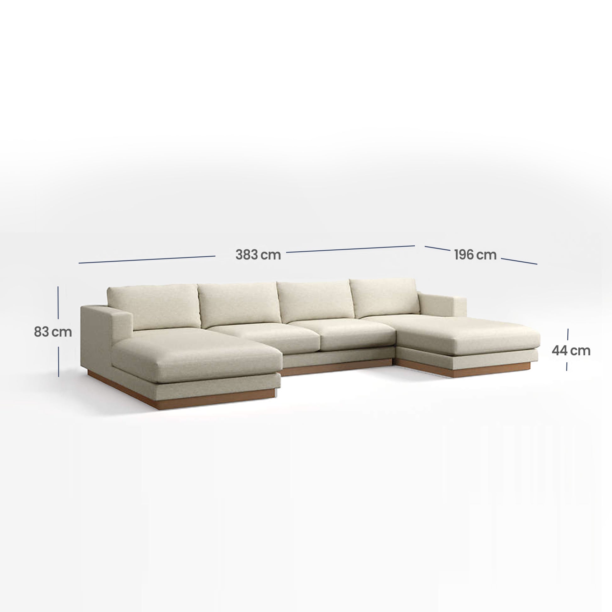 Tidal Double Chaise Fabric Sectional Sofa  Luxury Seating by Cotton Home - Cotton Home