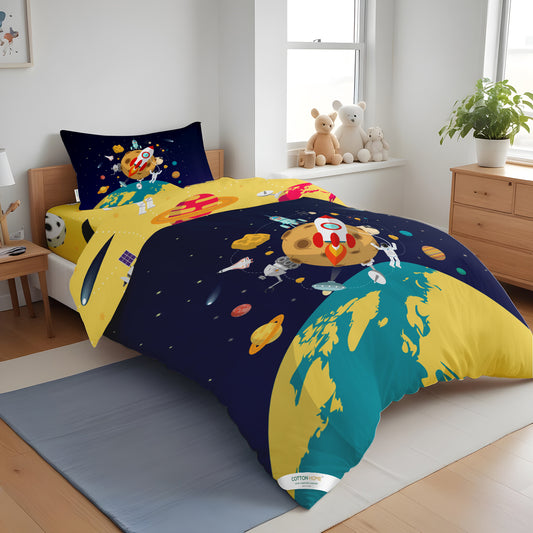 Kids Duvet Cover Set 3 Pcs - Space Print | 135x220cm | Microfiber | Cotton Home - Cotton Home