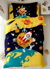 Kids Duvet Cover Set 3 Pcs - Space Print | 135x220cm | Microfiber | Cotton Home - Cotton Home