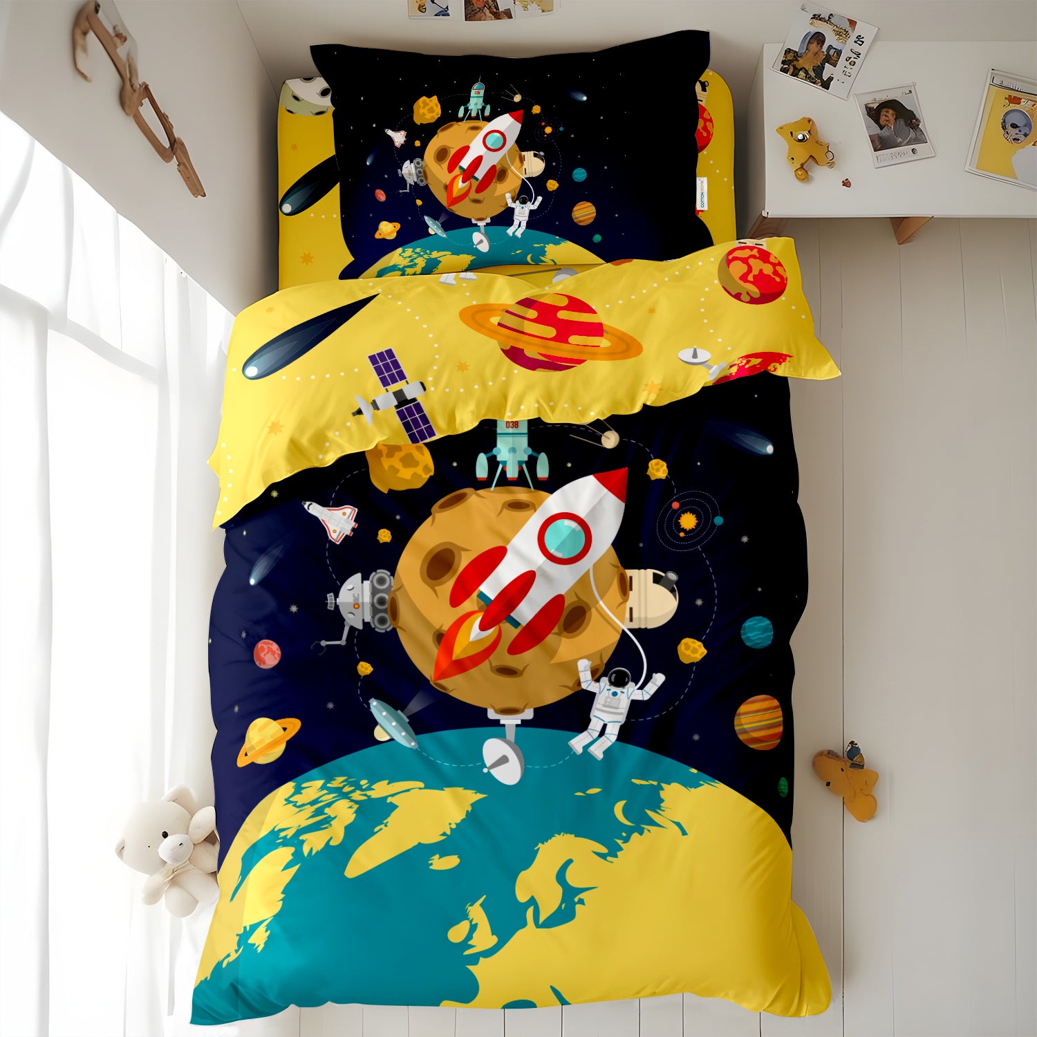 Kids Duvet Cover Set 3 Pcs - Space Print | 135x220cm | Microfiber | Cotton Home - Cotton Home