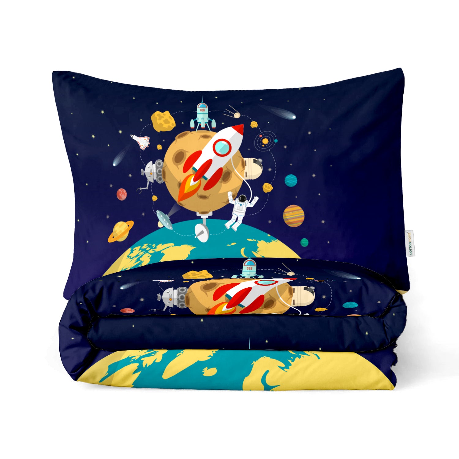 Kids Duvet Cover Set 3 Pcs - Space Print | 135x220cm | Microfiber | Cotton Home - Cotton Home