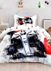 Kids Duvet Cover Set 3 Pcs - Sports Car Print | 135x220cm | Microfiber | Cotton Home - Cotton Home