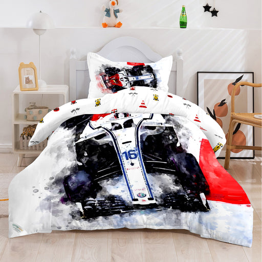 Kids Duvet Cover Set 3 Pcs - Sports Car Print | 135x220cm | Microfiber | Cotton Home - Cotton Home