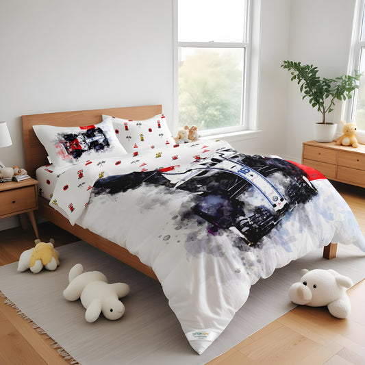 Kids Duvet Cover Set - 4 Pc - Sports Car Print 160x220cm | Cotton Home - Cotton Home