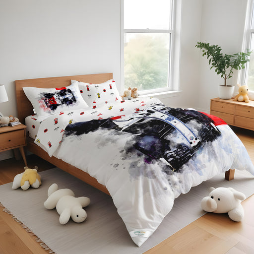 Kids Duvet Cover Set - 4 Pc - Sports Car Print 160x220cm | Cotton Home - Cotton Home