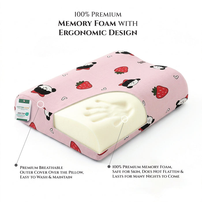 Kids Contour Memory Foam Pillows - Strawberry (26x38cm)