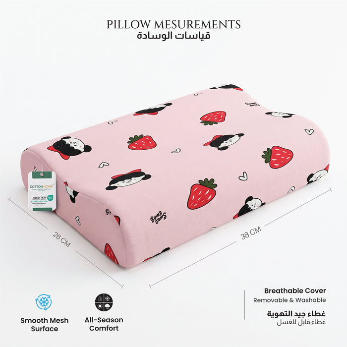 Kids Contour Memory Foam Pillows - Strawberry (26x38cm)