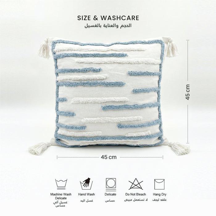 Boho Handcrafted Throw Pillow 45x45cm Filled Cushion with Stripe Design