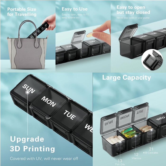 Extra Large Weekly Pill Organizer – 7-Day Pill Box with Oversized Compartments for Medicine, Vitamins, and Supplements