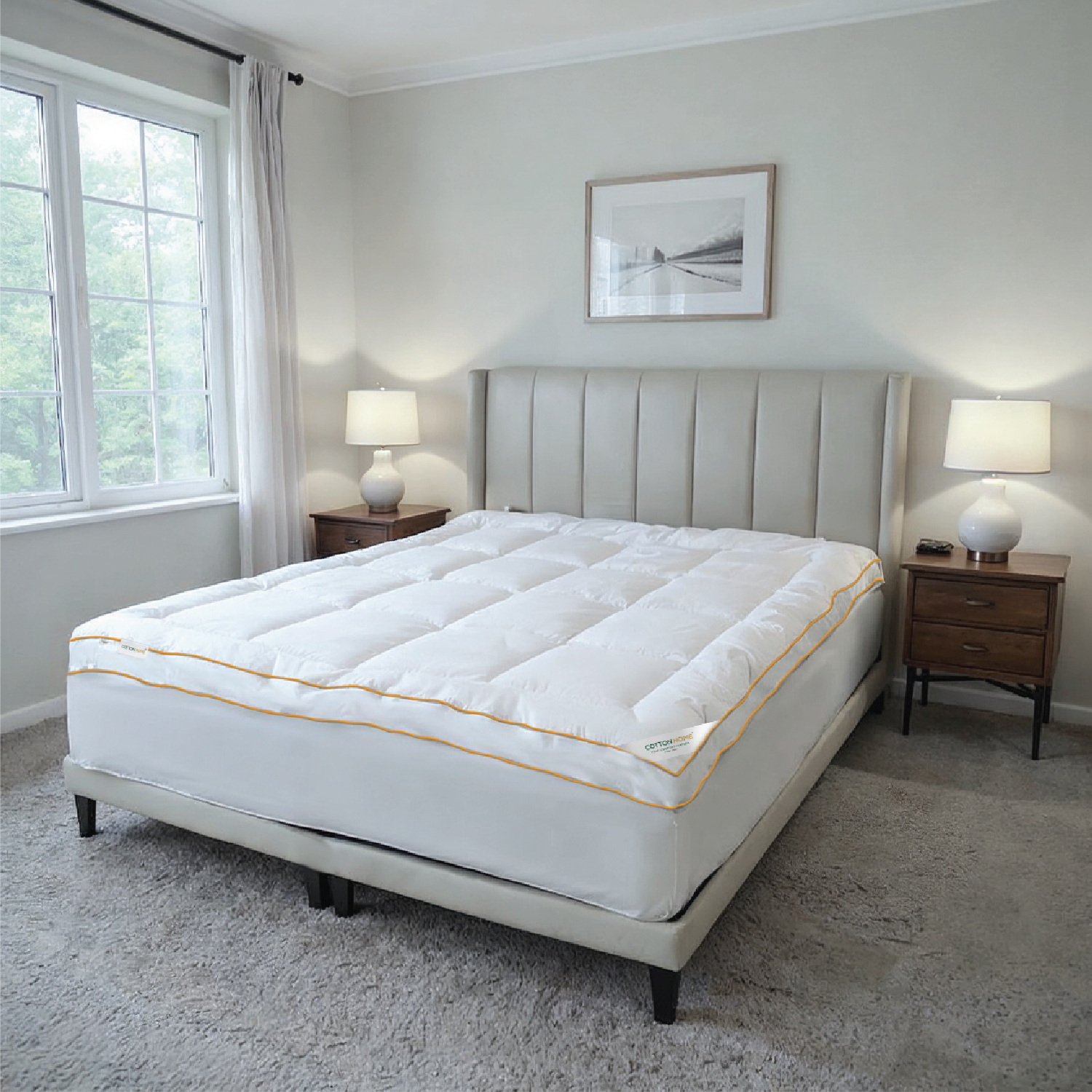 Royal Angler Mattress Topper 200X200 Premium Cotton 300TC with Fitted Sheet Style