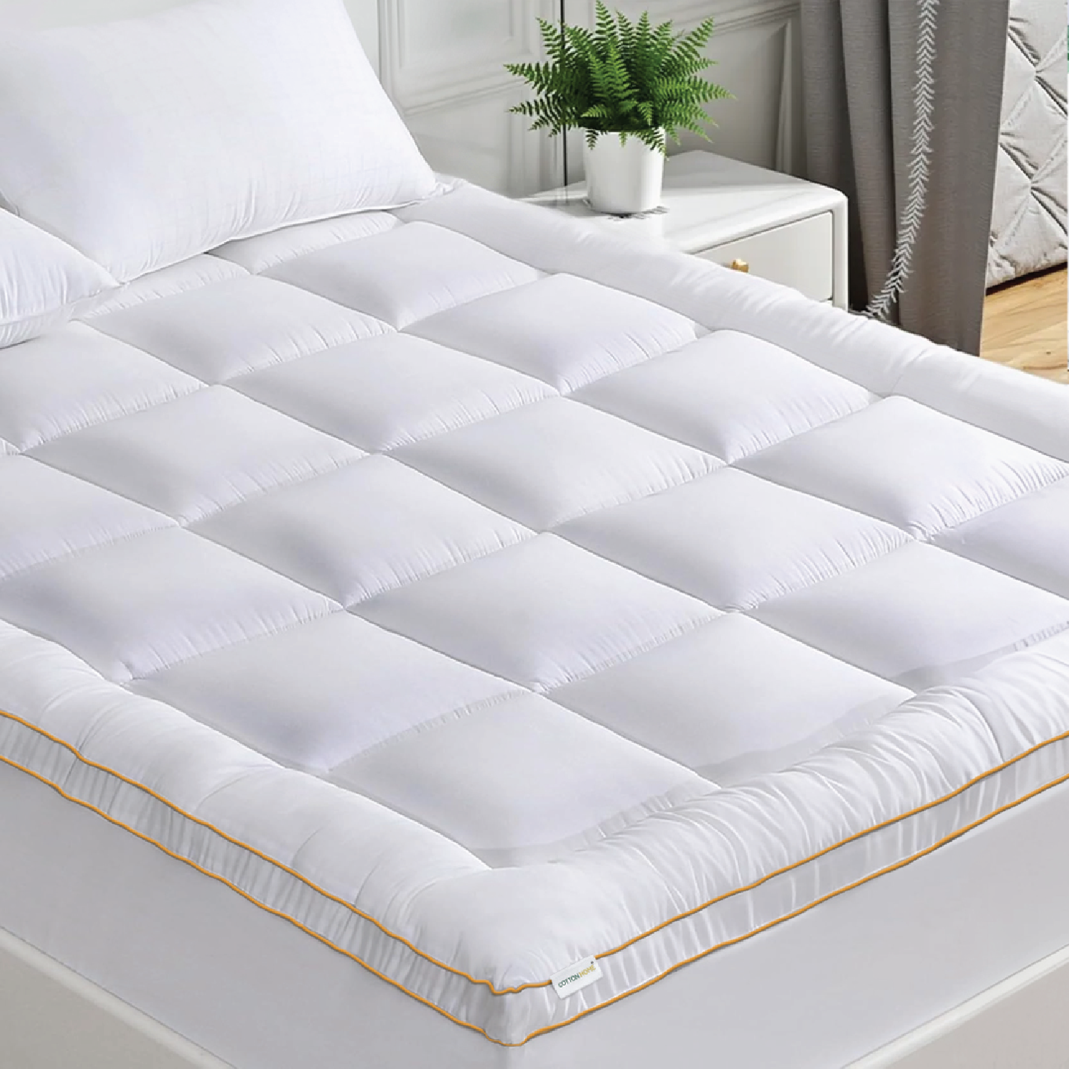 Royal Angler Mattress Topper 200X200 Premium Cotton 300TC with Fitted Sheet Style