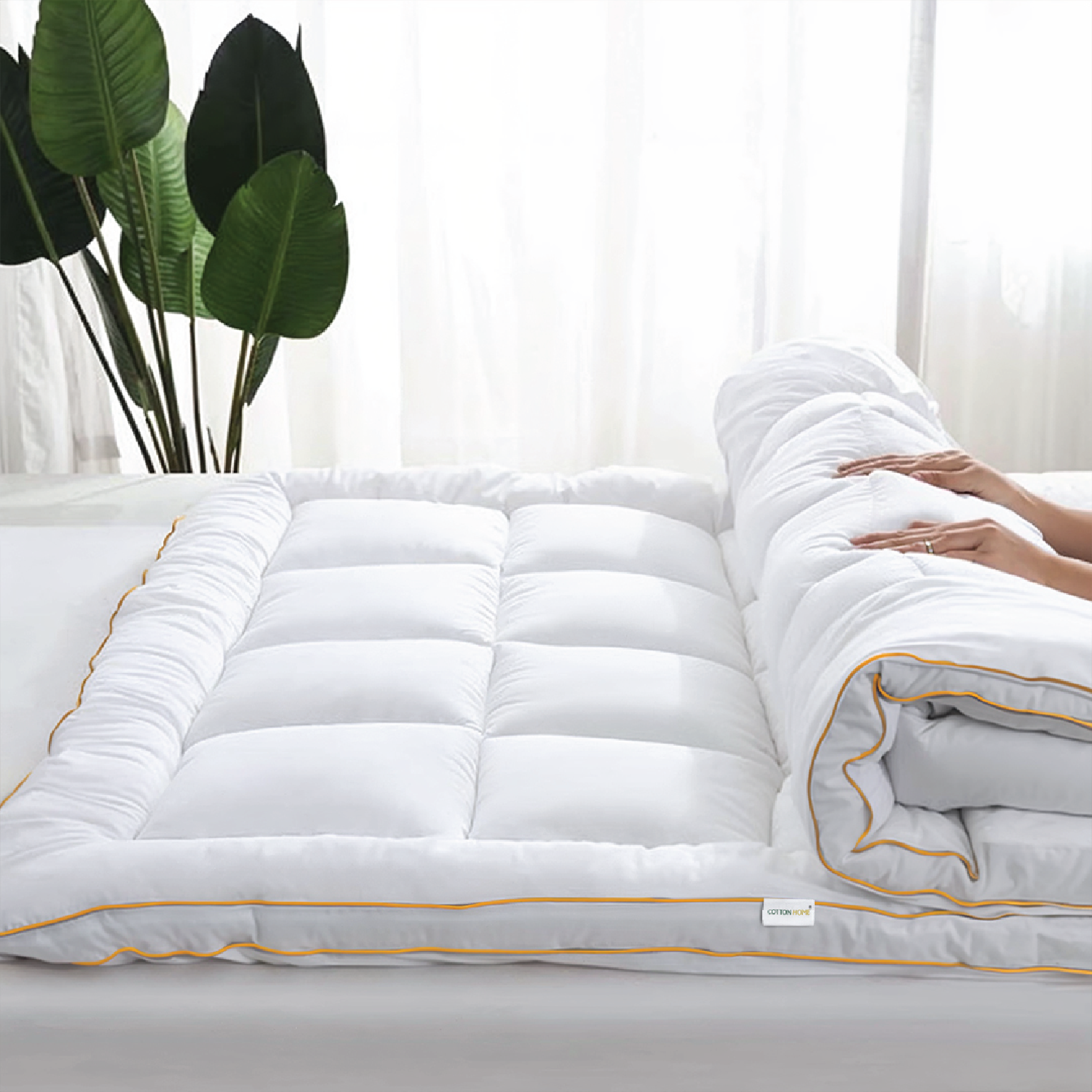 Royal Angler Mattress Topper 200X200 Premium Cotton 300TC with Fitted Sheet Style