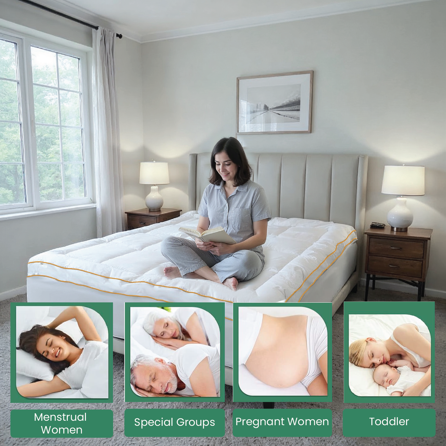 Royal Angler Mattress Topper 200X200 Premium Cotton 300TC with Fitted Sheet Style