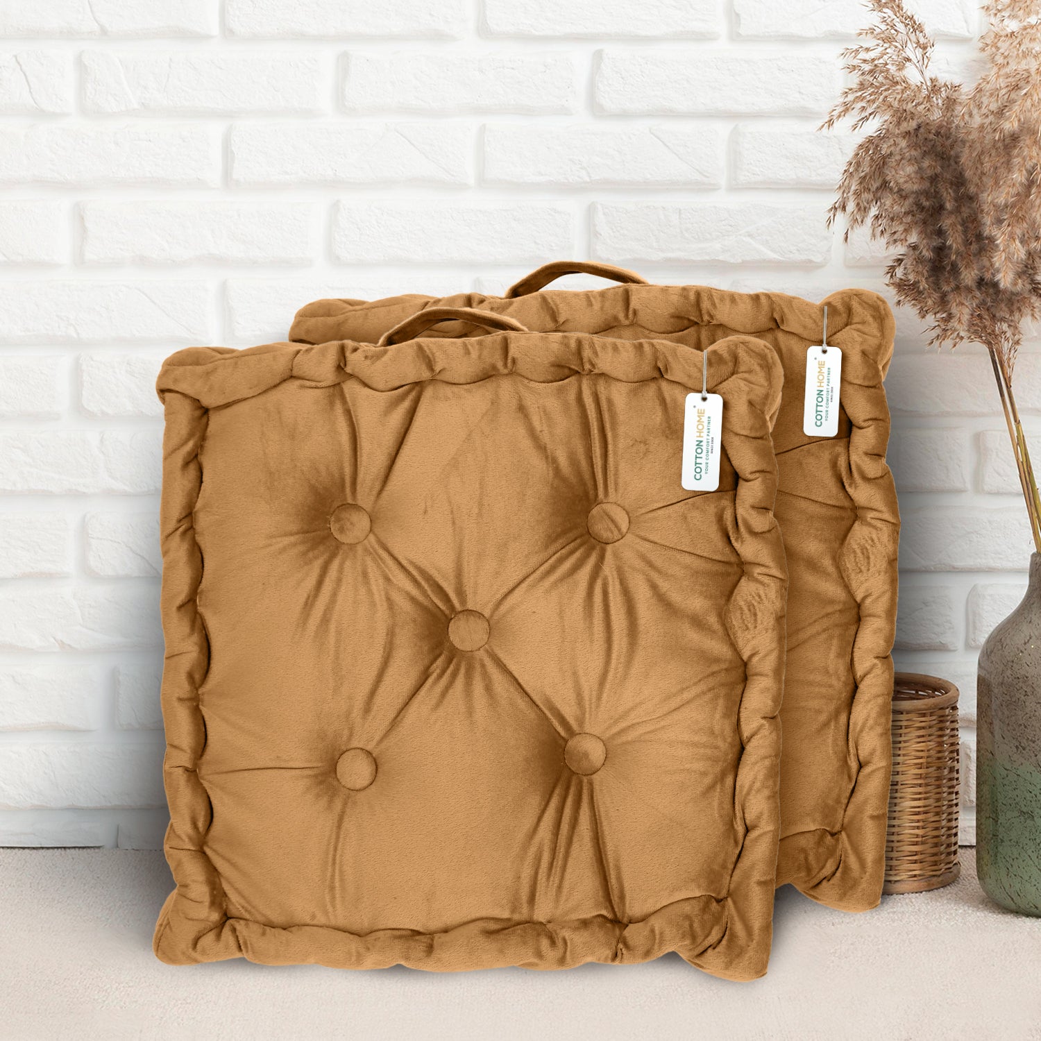 Serenity Velvet Multipurpose Seat Cushion 40x40cm  Pack of 2  Square Shape Seating - Cotton Home