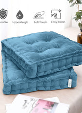 Serenity Velvet Multipurpose Seat Cushion 40x40cm  Pack of 2  Square Shape Seating - Cotton Home