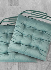 Velvet Slip Free Tufted  Chair Cushion Teal 40x40cm - Pack of 2 - Cotton Home