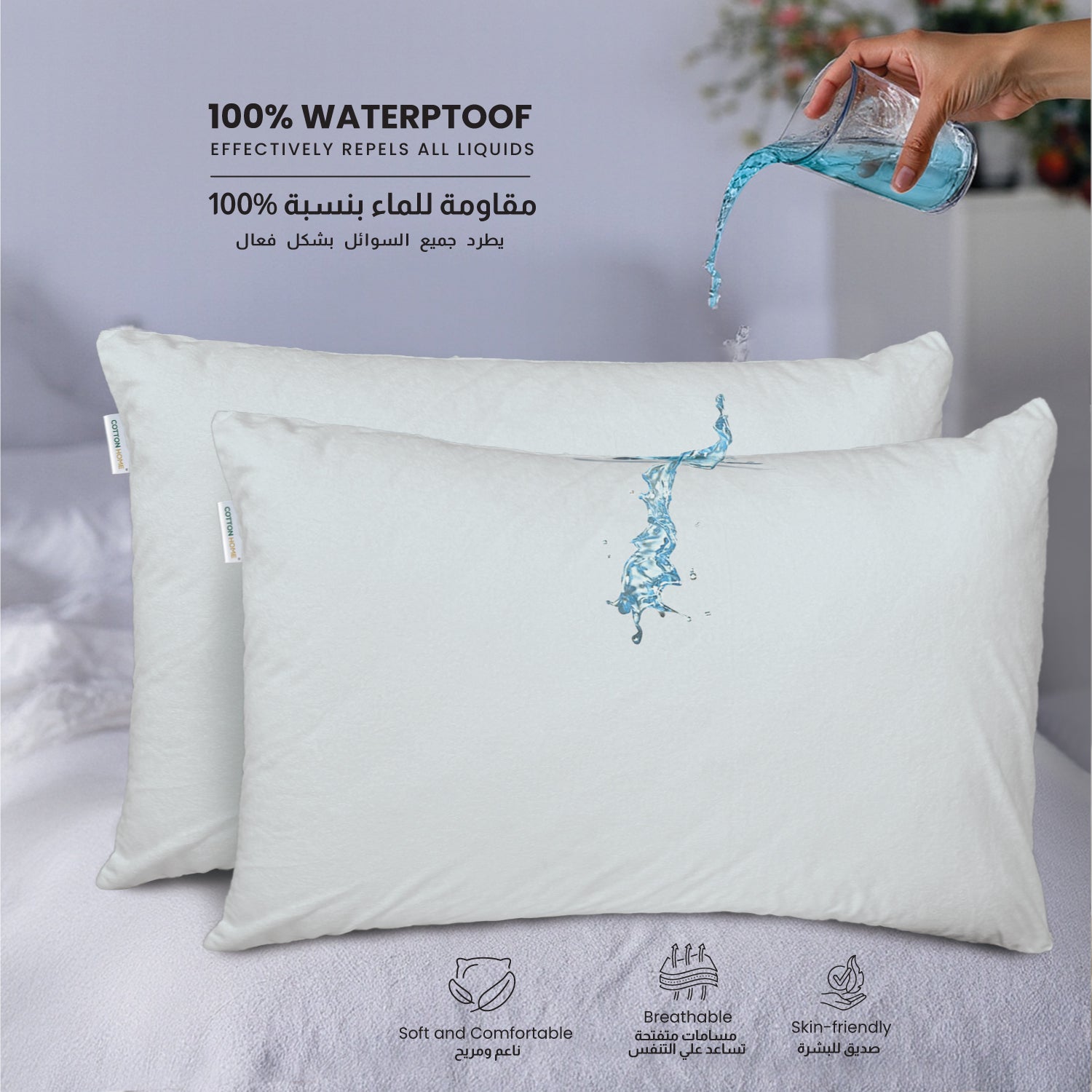 Coral Fleece Waterproof Pillow Protector 50 X 75 CM - 2 Piece, White