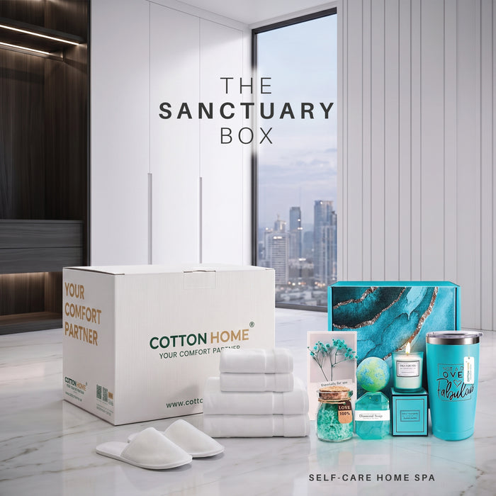 The Sanctuary Box Set – Luxury Home & Bath Gift Bundle Self Care Home Spa Teal