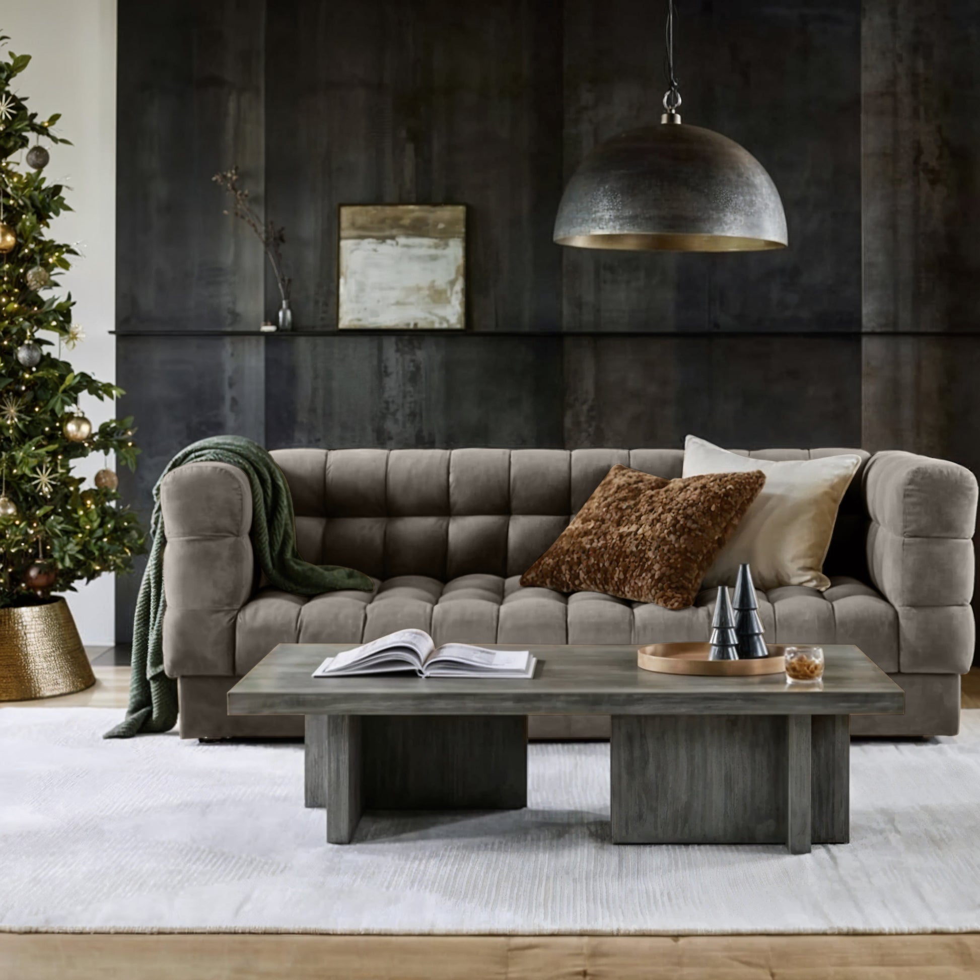 Sunny Velvet 3-Seater Tufted Sofa - 239cm Luxurious Comfort & Style - Cotton Home