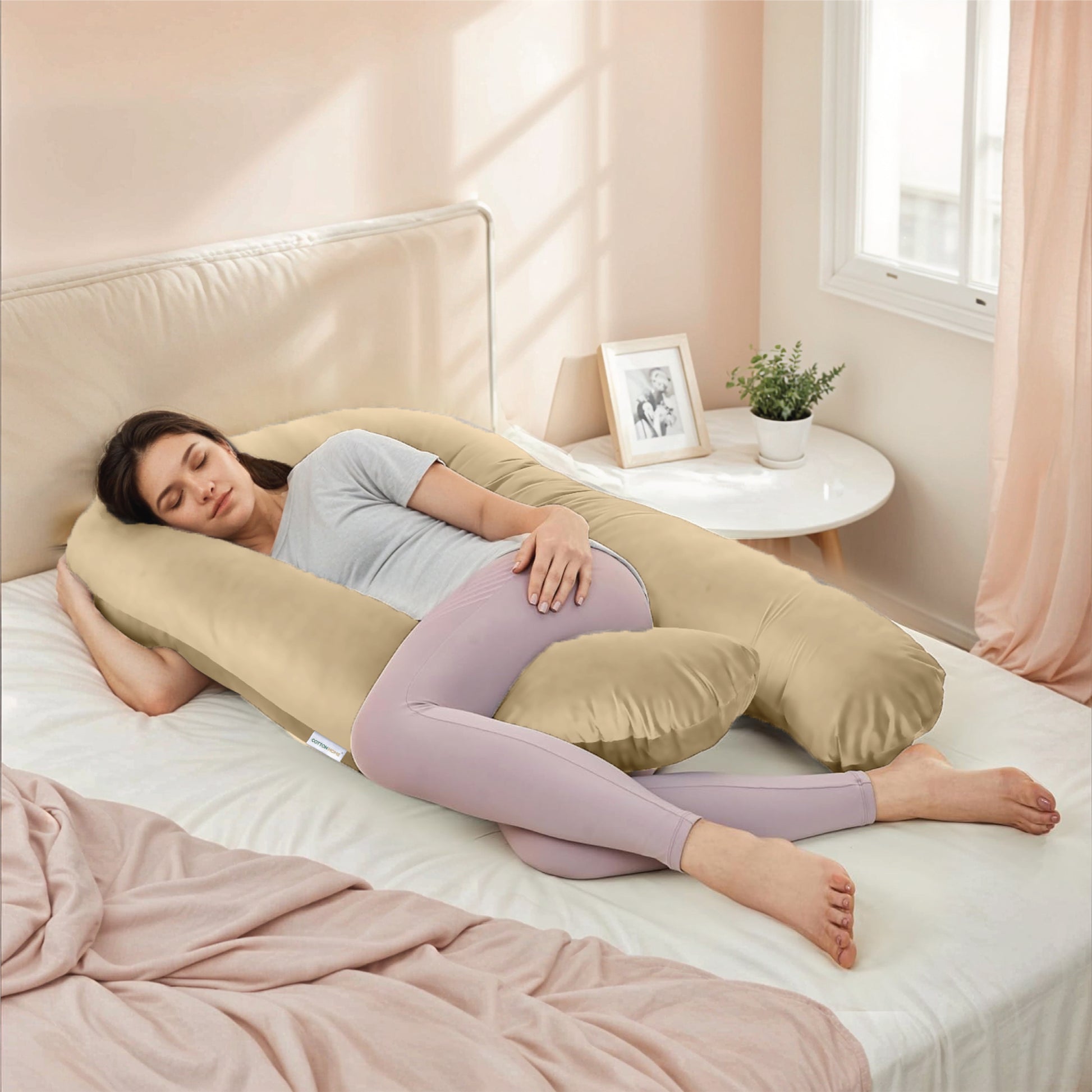 Serenity Velvet Pregnancy Pillow U-Shape Full Body Pillow  With Removable Cover - Cotton Home