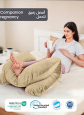 Serenity Velvet Pregnancy Pillow U-Shape Full Body Pillow  With Removable Cover Beige - Cotton Home