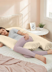 Serenity Velvet Pregnancy Pillow U-Shape Full Body Pillow  With Removable Cover - Cotton Home