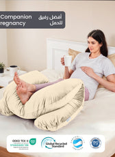 Serenity Velvet Pregnancy Pillow U-Shape Full Body Pillow  With Removable Cover Ivory - Cotton Home