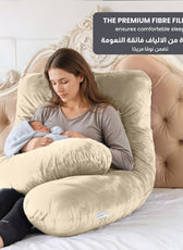Serenity Velvet Pregnancy Pillow U-Shape Full Body Pillow  With Removable Cover - Cotton Home