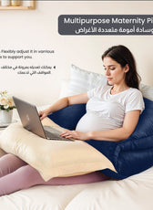 Serenity Velvet Pregnancy Pillow U-Shape Full Body Pillow  With Removable Cover Navy Blue - Cotton Home