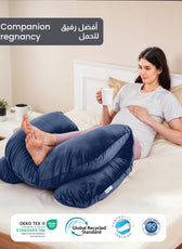 Serenity Velvet Pregnancy Pillow U-Shape Full Body Pillow  With Removable Cover Navy Blue - Cotton Home