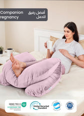 Serenity Velvet Pregnancy Pillow U-Shape Full Body Pillow  With Removable Cover Pink - Cotton Home