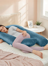 Serenity Velvet Pregnancy Pillow U-Shape Full Body Pillow  With Removable Cover - Cotton Home
