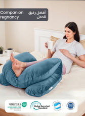 Serenity Velvet Pregnancy Pillow U-Shape Full Body Pillow  With Removable Cover Teal - Cotton Home