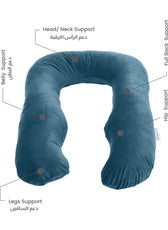 Serenity Velvet Pregnancy Pillow U-Shape Full Body Pillow  With Removable Cover Teal - Cotton Home