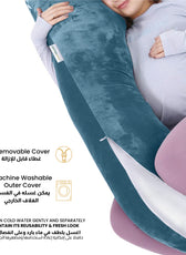 Serenity Velvet Pregnancy Pillow U-Shape Full Body Pillow  With Removable Cover Teal - Cotton Home