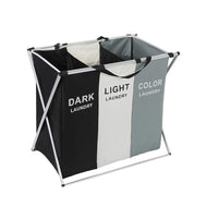 Laundry Basket Bin with 3 Sections Large Capacity Clothes Sorter Hamper Organizer, Waterproof Storage Bag