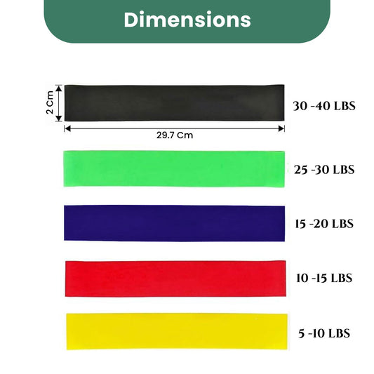 Exercise Resistance Bands Set – Pack of 5 Multi-Level Workout Loops for Strength & Flexibility