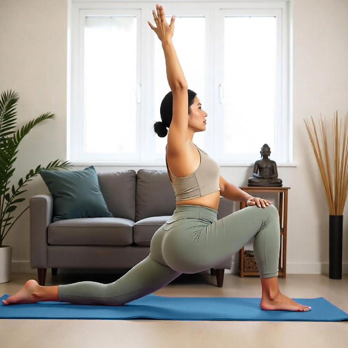 Yoga Mat with Strap – 10mm Thick for Ultimate Comfort Non-Slip Blue