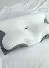 Ergo Memory Foam Pillow with Breathable, Washable Cover with Button 60x40x10cm