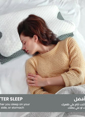 Ergo Memory Foam Pillow with Breathable, Washable Cover with Button 60x40x10cm