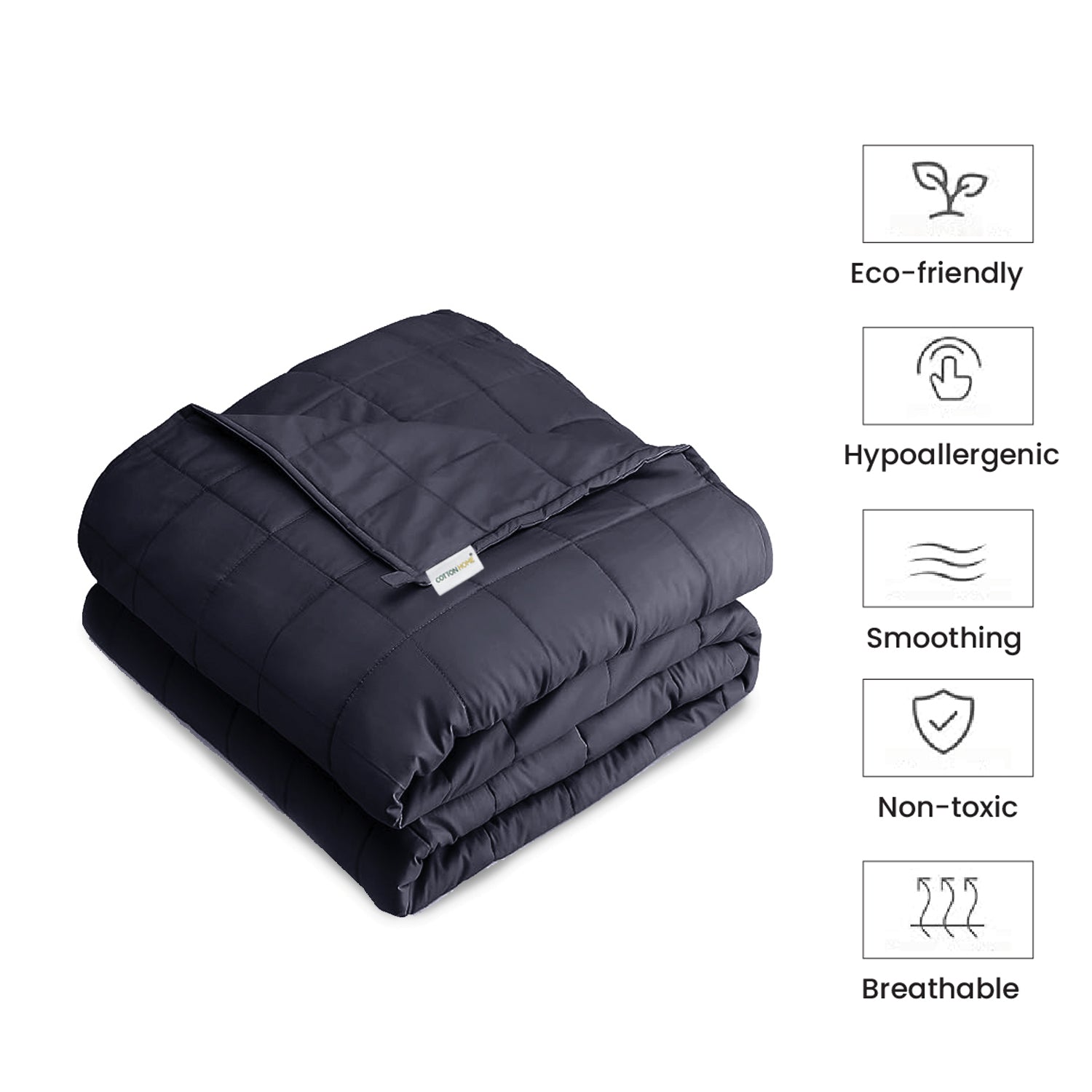 Premium Cotton Weighted Blanket with Glass Beed 6.8kg 150cm x 200cm Grey