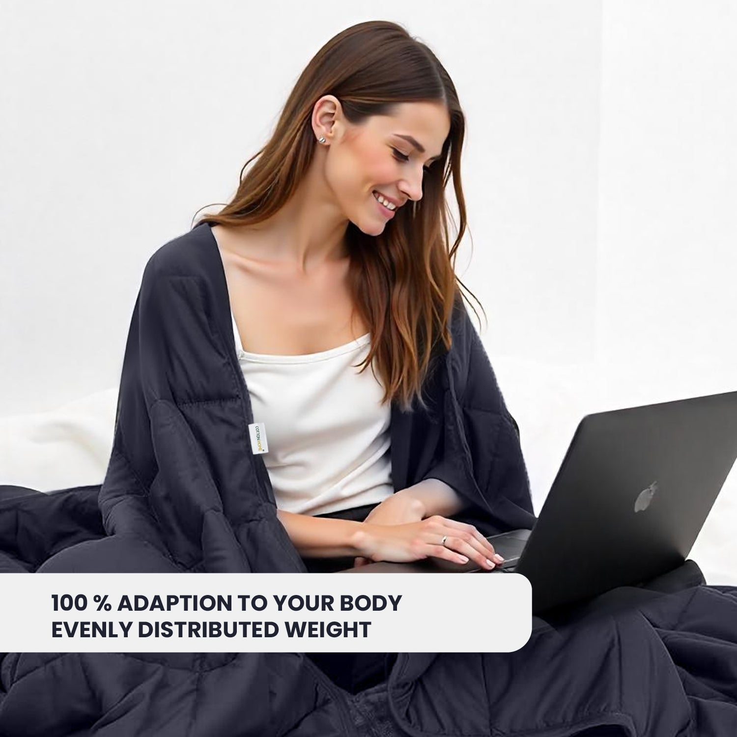 Premium Cotton Weighted Blanket with Glass Beed 6.8kg 150cm x 200cm Grey