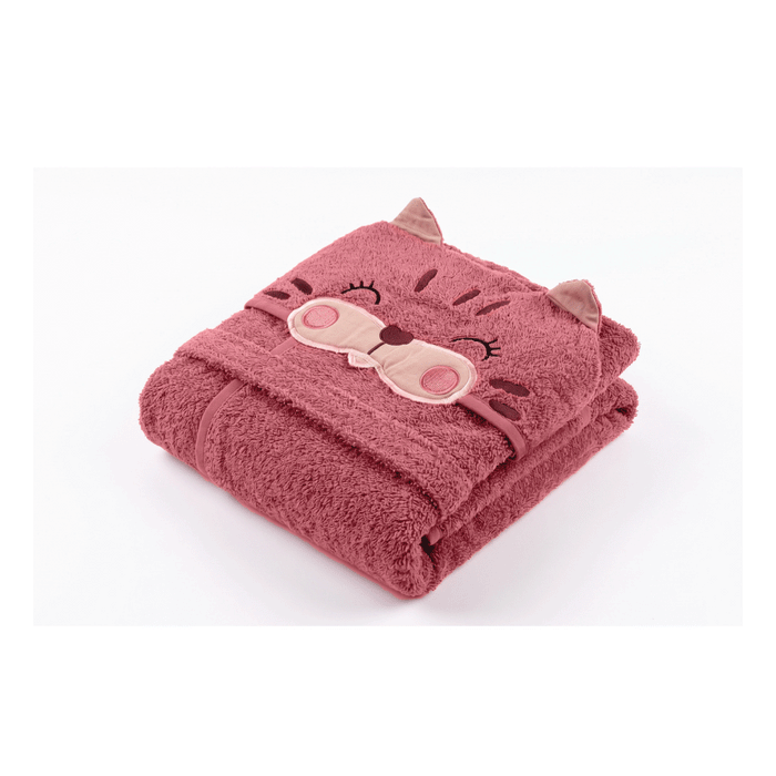 Puddle Kids Cotton Bathrobe with Hood, Tie Belt & Pockets -  Cuddle Cat