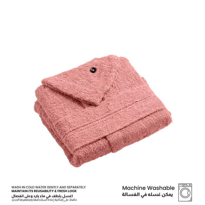 Puddle Kids Cotton Bathrobe with Hood, Tie Belt & Pockets -  Pink Bear