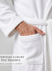 Velour Premium White Soft Cotton Bathrobe Thick & Absorbent