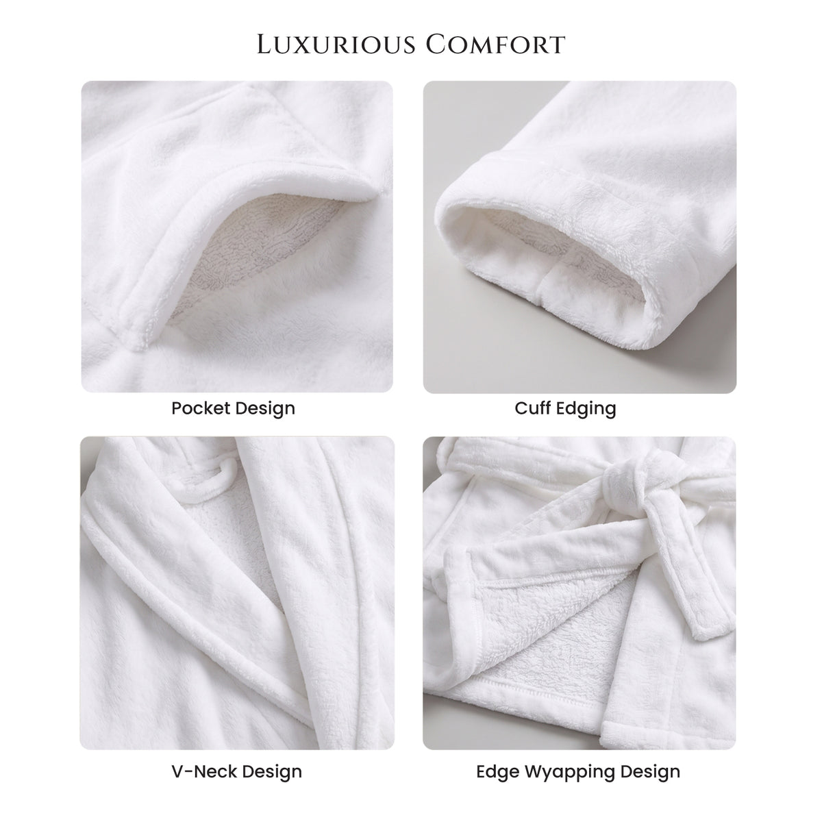 Velour Premium White Soft Cotton Bathrobe Thick & Absorbent
