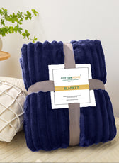 Plush Stripe Blanket Queen Size 220x240 Dark Grey - Cotton Home