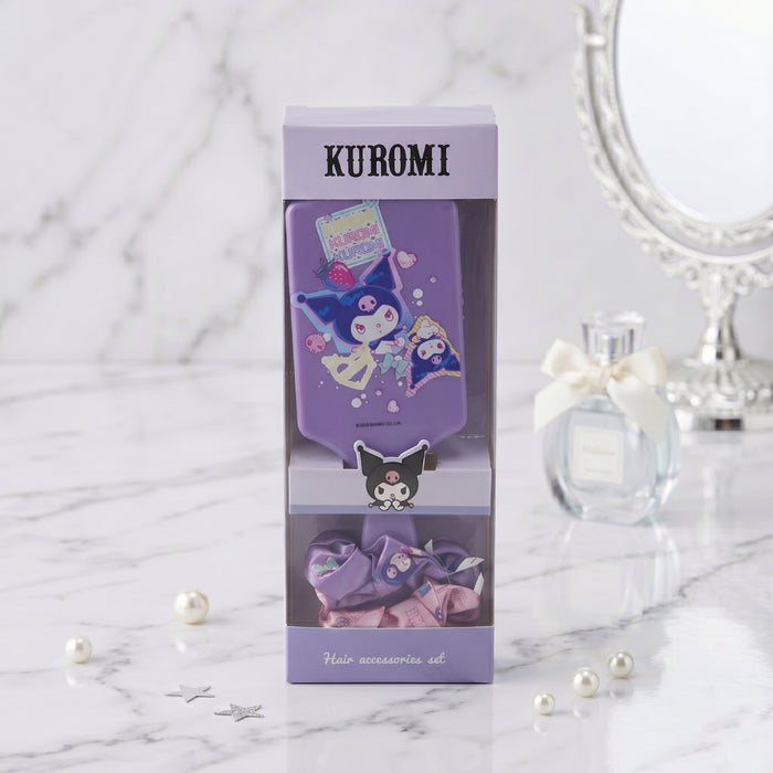 Kuromi Hair Accessories Set Pack of 3 hair Brush and scrunchies set