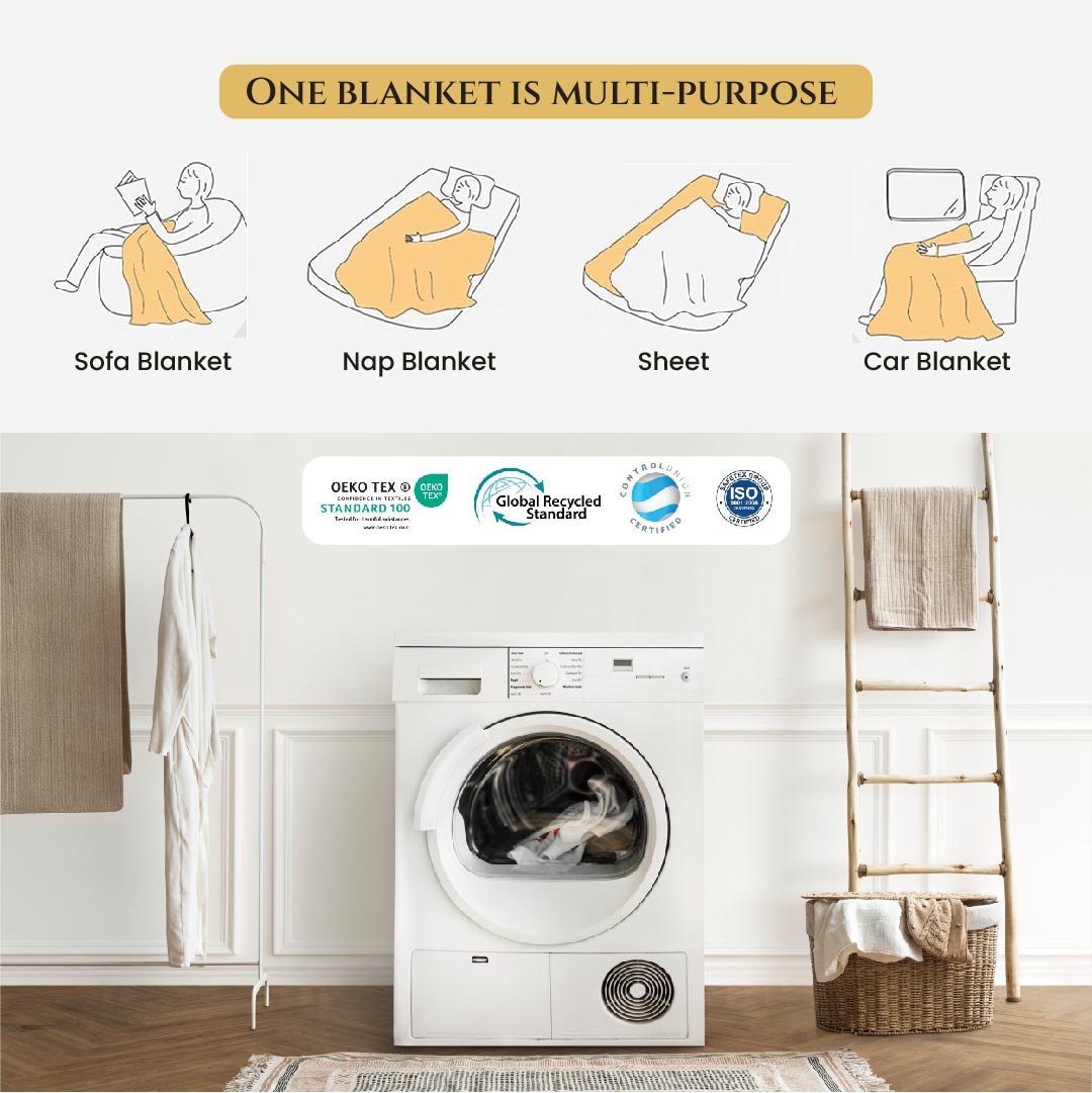 Plush Stripe Blanket Queen Size 220x240 Grey - Cotton Home